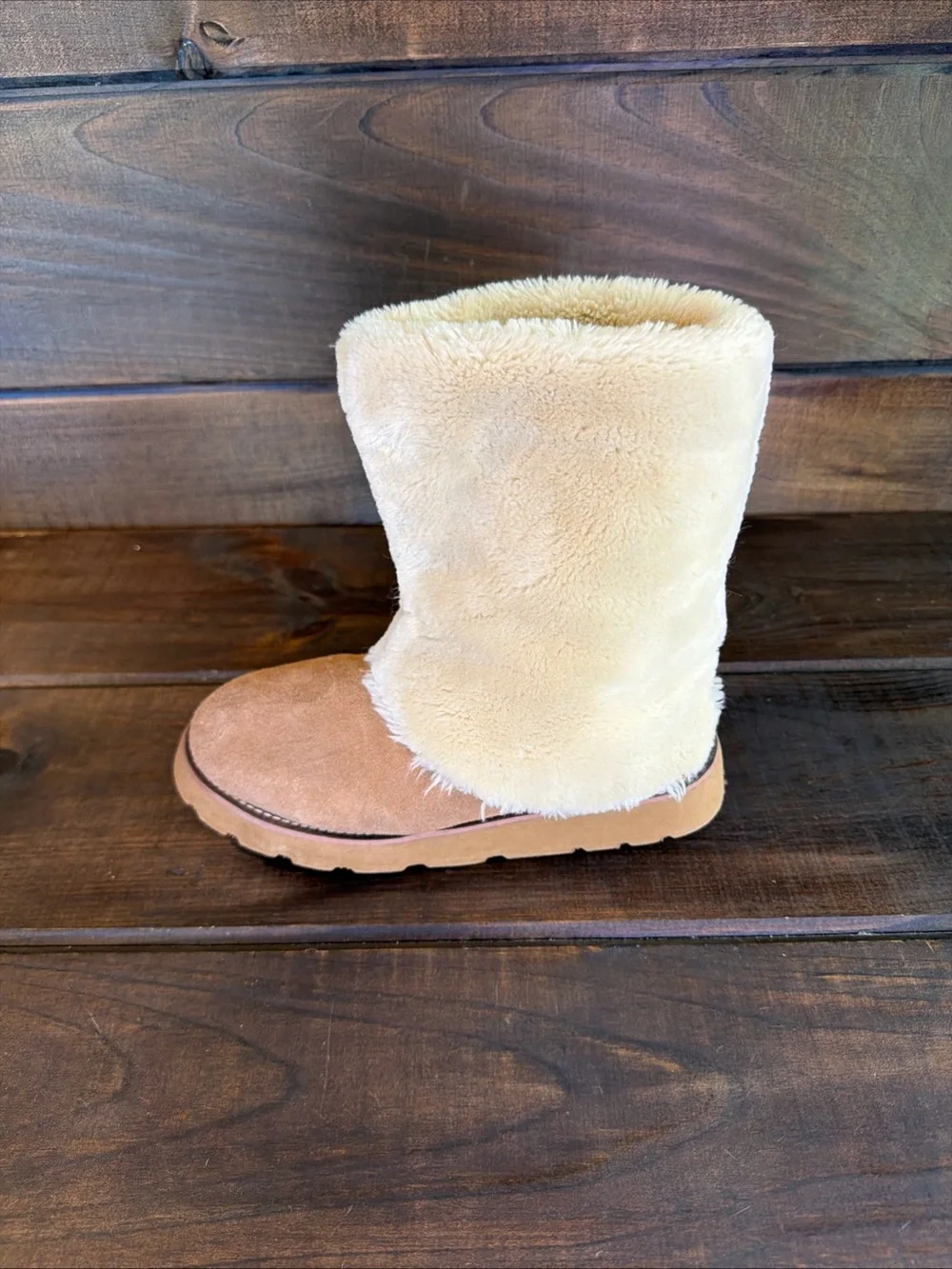 UGG Australia Chestnut Brown Suede & Sheepskin Shearling Boots Women Size 7
